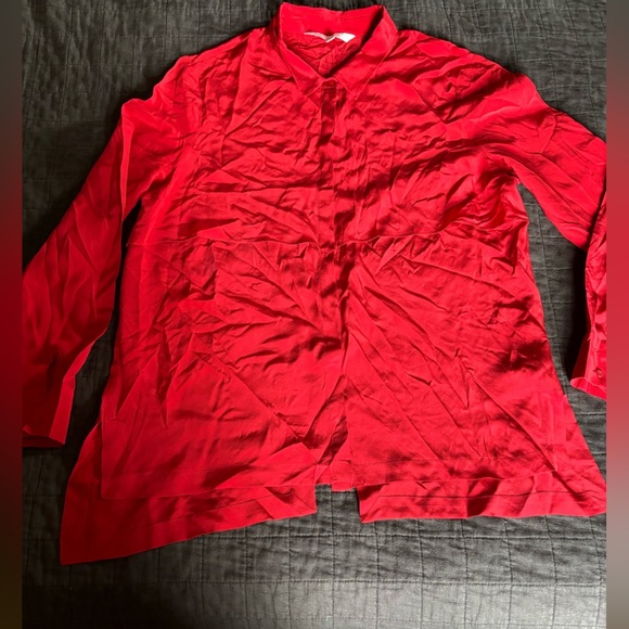 Walter Baker Silk Red Long Sleeve Button Down Blouse Top Size L - Picture 1 of 7